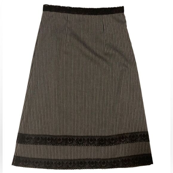 Vintage black pinstriped lace midi skirt Medium - Picture 1 of 5